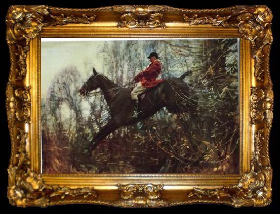 framed  unknow artist Classical hunting fox, Equestrian and Beautiful Horses, 057., ta009-2